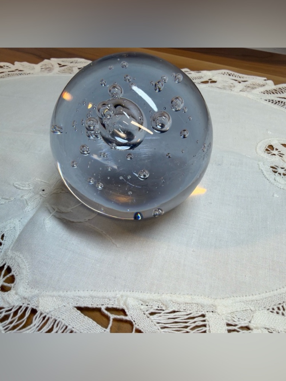 Vtg Large Clear Glass Controlled‎ Bubble Heavy Paperweight 3”  1.8 Pound